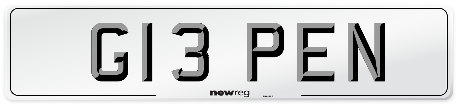 G13 PEN Number Plate from New Reg
